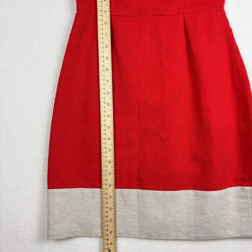 Kate Spade Red & Oat Linen Sleeveless V-Neck James Dress Size 0
